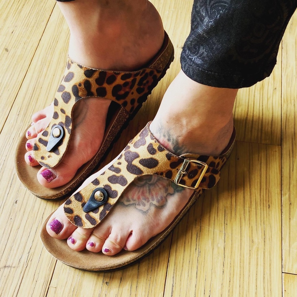 Leopard Burk Style Sandals